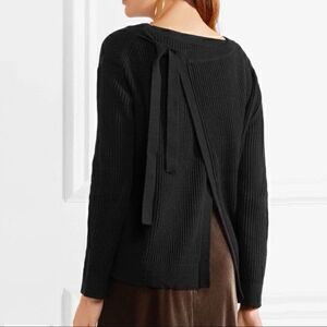 Vince Split Tie-Back Cashmere Blend Sweater in Black